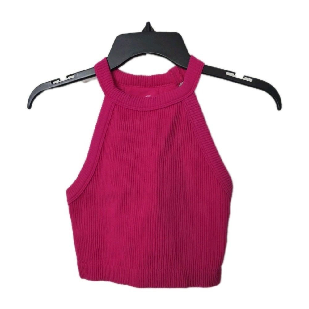 Aerie cropped ribbed Hot Pink tank Size Small